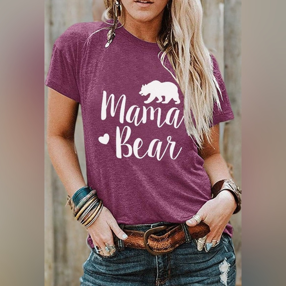 Mama Bear Purple Graphic Tee | Women’s Small Mom Shirt
